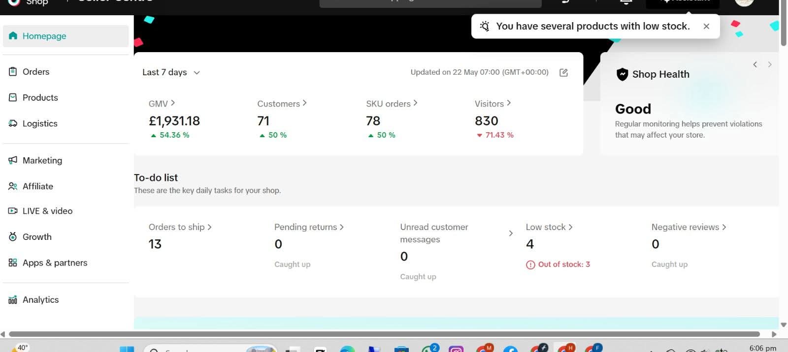 Real seller dashboard screenshot 5