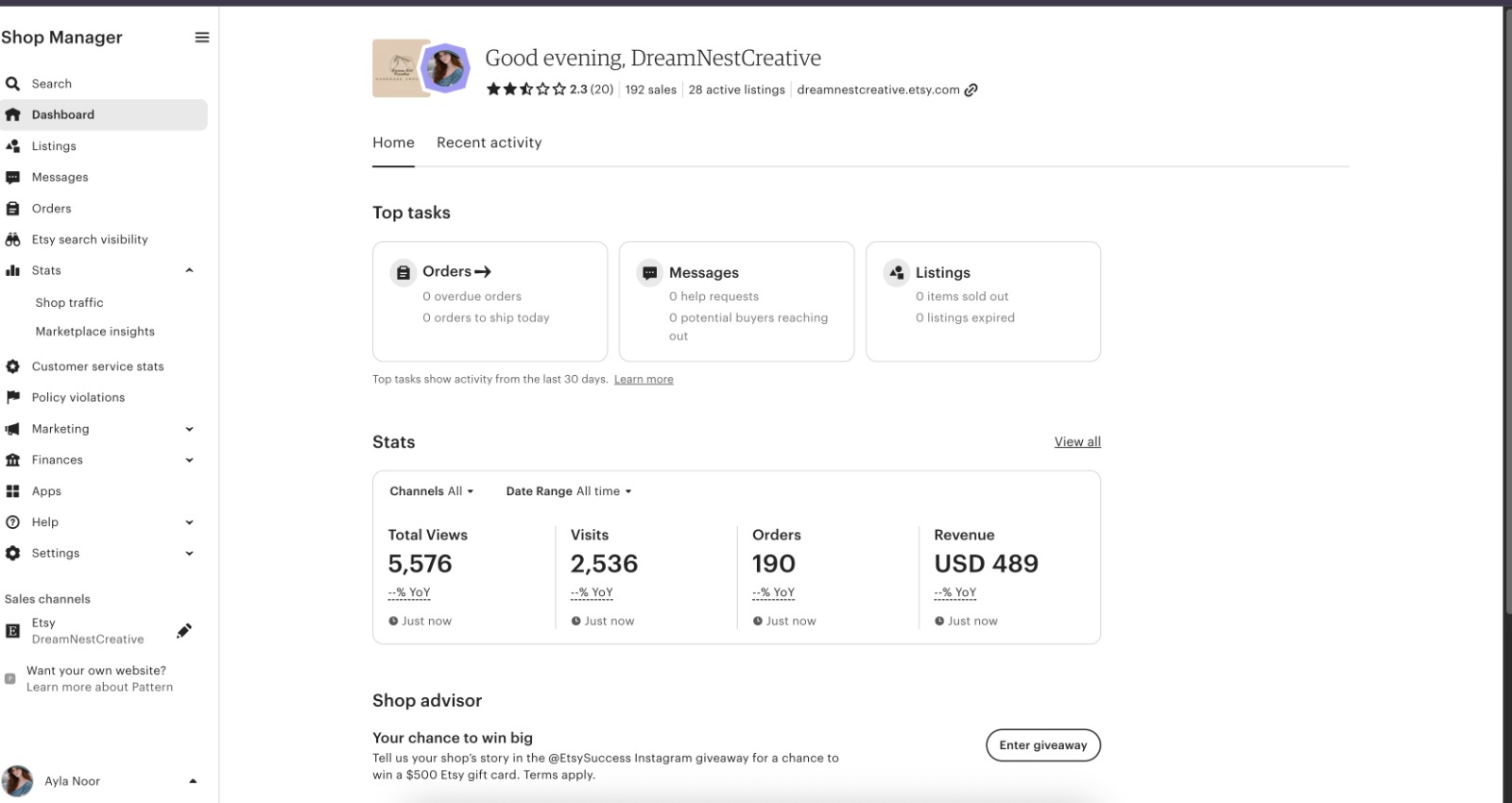 Real seller dashboard screenshot 8