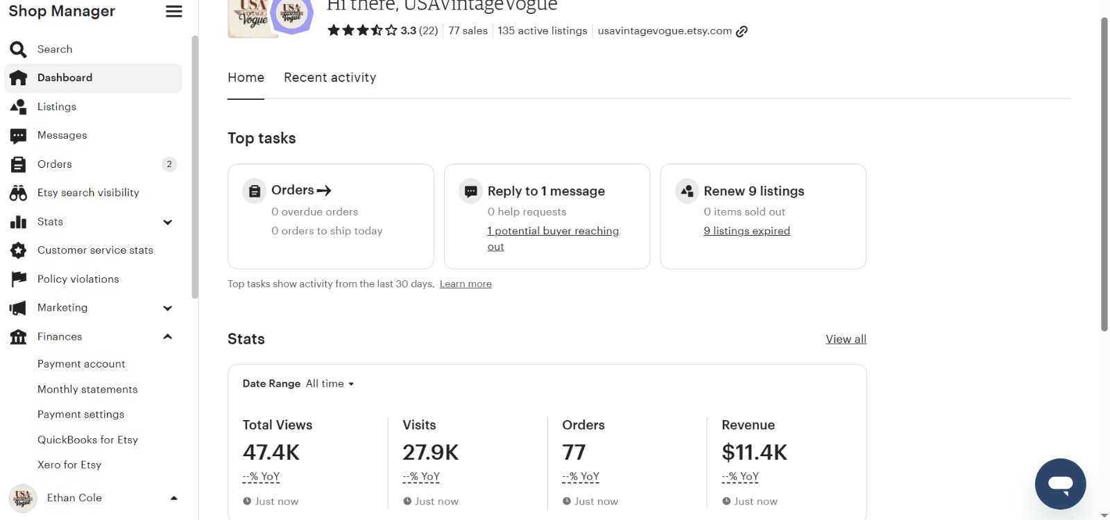 Real seller dashboard screenshot 12
